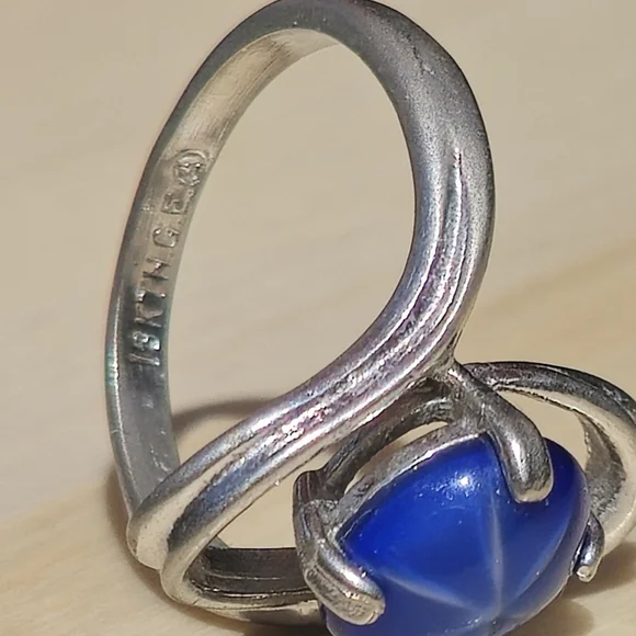 Blue Star Gek Stone Ring Set in White Gold Electroplated - Picture 4 of 5